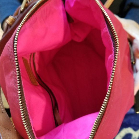 Dooney & Bourke Red Canvas/Leather Handbag - Picture 4 of 5